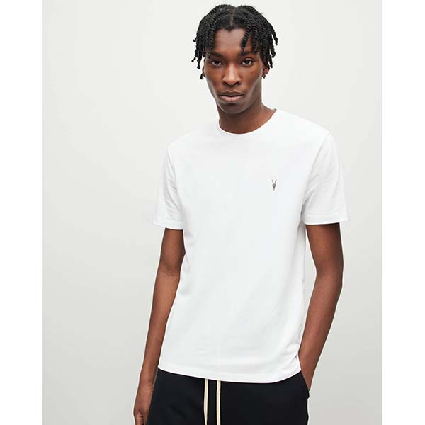 Allsaints Australia Mens Brace Crew Brushed Cotton T-Shirt White AU23-736